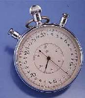 SLAVA EINHANDSTOPPER RATTRAPANTEAUSFÜHRUNG, SOWJETUNION UM 1965, METALLSCHR.-GEH. VERCHR., SCHNELLSCHWINGER, 30-MIN.-STOPPZÄHLER, RATTRA- ...