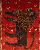 GABBEH,PERSIEN CA 214 X 139 CM.:WOLLE AUF WO LLE.EHZ 3-4.CA 50 JAHRE