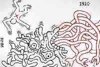 HARING, KEITH, 1958-1990, SCHLANGEN, ACRYL AUF PAPIER, SEITLICH RECHTS MONOGRAMMIERT UND DAT. 86, CA. 54 X 98 CM, PROV.: THOMAS COHN GALLERY RIO ...