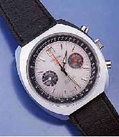 SICURA ARMBANDCHRONOGRAPH, MASSIV METALLGEH. HARTVERCHR., EDELST.-BODEN GESCHR., MINERAL- FLACHGL., SCHWEIZ UM 1972, 30-MIN.-STOPPZÄHLER DATUM BEI ...