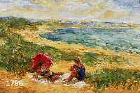 UNGER, WOLFGANG HEINZ, GEB. 1929 HALLE, AM STRAND IN DEN DÜNEN, ÖL/MALKARTON, SIGN., CA. 24 X 30 CM, R.