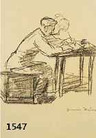 DILL, OTTO, 1884 NEUSTADT-1957 BAD DÜRKHEIM, IN DER SCHREIBSTUBE, KOHLEZEICHNUNG, RE. U. SIGN., CA. 23 X 19 CM, PP, U.GL., R.