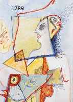 PETHGE, RÜDIGER, SURREALISTISCHE KOMPOSITION MISCHTECHNIK AUF PAPIER, LI. U. SIGN., CA. 35 X 17 CM, U.GL., R.