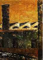 Sironi, Mario, 1885-1961, Periferia urbana, Öl/Hartfaser, re. u. signiert, rÜckseitig mit EchtheitserklÄrung von Mimi Costa, ca. 33 x 34 cm, ...