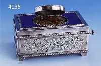 SPIELUHR, 925ER SILBER, POLEN/UNGARN, GRUND GUILL., BLAUER HARTLACK, NACH DEM VORBILD VON PFORZHEIM UM 1900, AUF- WENDIG, MIT SCHLÜSSEL, CA. 5 X ...