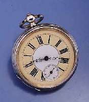 HERRENTASCHENUHR, SCHWEIZ CA. 1880, SILBER, SCHLÜSSELAUFZUG, 2-FARB. EMAILBLATT, SCHLÜSSEL ANBEI, CYLINDERWERK MATT VERG., RÄDER EINZELN ...