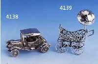SILBERMINIATUR OLDTIMER, 925ER SILBER, VOLLPLASTISCHE DARSTELLUNG, RÄDER BEWEGLICH, CA. 7.8 X 3.4 X 3 CM