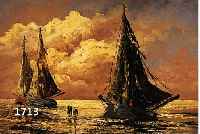 COUNE, JEAN, 1900 DÜSSELDORF-1963, SEGELBOOTE VOR DER KÜSTE UNTER WOLKIGEM HIMMEL, ÖL/LWD, SIGN., CA. 60 X 78 CM, R.