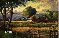 FISCHER, FRED, MITTE 20. JH., SOMMERLICHE LANDSCHAFT MIT FELDERN UND BAUERNHOF, ÖL/LWD, SIGN., CA. 60 X 80 CM, R.