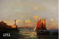 ZUSCHREIBUNG: GODCHAUX, A., FRANKREICH, 19. JH., SOMMERLICHE MEERES- KÜSTE MIT LEUCHTTURM UND SEGELBOOT, ÖL/LWD, LEICHT BESCH., SPÄTERE ...