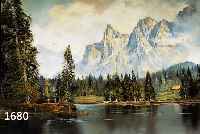 GSCHOSSMANN, LUDWIG, 1894 STRASSBURG-1988 TEGERNSEE, WALDBESTAN- DENER GEBIRGSSEE VOR IMPOSANTER HOCHGEBIRGS- KULISSE, ÖL/LWD, SIGN., CA. 81 X ...