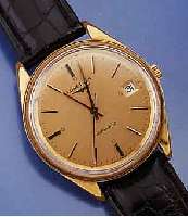 LONGINES HERRENARMBANDUHR AUTOMATIK, SCHWEIZ UM 1964, METALL VERG., BER., EDELST.-BODEN GESCHR., ZENTRALROTOR KUGELGEL., 25 ST., BASISKAL. FÜR ETA ...