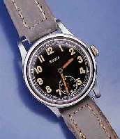 SILVANA MILITÄRARMBANDUHR, FÜR DAS DTSCH. HEER SO REG.-GRAV. AUF EDELST.-SCHR.-BODEN, D334711H, UM 1943, METALL HARTVERCHR., KON- TRASTZIFFERBL. ...