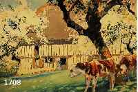 UNBEKANNTER MALER, FRANKREICH, UM 1910-20, BLÜHENDE BÄUME VOR DEM BAUERNHOF, GOUACHE AUF PAPIER, RE. U. UNLESERLICH SIGN., CA. 50 X 80 CM, ...