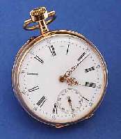 OFFENE HERRENTASCHENUHR, FRANKREICH UM 1900, ROSE-G 750/000, BOD. SCHMUCKGRAV., BLÜTENDE- KOR, RAND DELLIG, PERF. 2-TEIL. EMAILBL. M. ...