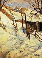KIERNER, RUDOLF, DATIERT 1932, ALTES PAAR AUF DEM HEIMWEG IN SCHNEEBEDECKTER LANDSCHAFT, ÖL/MALKARTON, RE. U. SIGN. UND DAT., CA. 69 X 58 CM