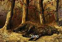 SCHNEIDER, MITTE 20. JH., DURCH DEN WINTER- LICHEN WALD PRESCHENDE WILDSCHWEINE, ÖL/LWD, SIGN., CA. 80 X 100 CM