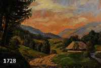 KUSCHE, ALFRED, 1884 KARLSRUHE-1984 KARLSRUHE, VORALPEN- LANDSCHAFT, ÖL/HARTFASER, LI. U. SIGN., CA. 50 X 75 CM, R.
