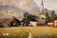Theis, H., Garmischer Maler, 1. HÄlfte 20. Jh., Blick auf ein Dorf vor Hochgebirgskulisse, Öl/Lwd, re. u. sign., ca. 60 x 80 cm, R.