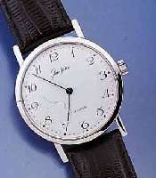 GLASHÜTTE HERRENARMBANDUHR, DEUTSCHLAND UM 1984, METALL HARTVERCHR., EDELST.-BODEN GEDR., EMAILFARB. KONTRASTZIFFERBL., LEDERB., DAMEN- ...