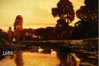 UNVERDROSS, RAPHAEL OSKAR, GEB. 1873 DÜSSEL- DORF, DÜSSELDORFER LANDSCHAFTSMALER, BETTANKAMPER MEER, ROMANTISCHE ABENDSTIMMUNG IN PARKLANDSCHAFT ...