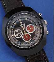 OMEGA HERRENARMBANDUHR SEAMASTER CHRONOGRAPH, SCHWARZ BESCHICHTETES EDELSTAHLGEH., BODEN VERSCHR., AB HERST. WASSERGESCH., ZIFERBL. FARBL. DIFF., ...