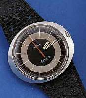 OMEGA HERRENARMBANDUHR, AUTOMATIK, SERIE DYNAMIC GENEVE, SCHWEIZ UM 1975, EDELSTAHL, EINSCHALENAUSF., GET. A-WELLE, ORIG. LEDERBD. IM GEH.-BOD. ...