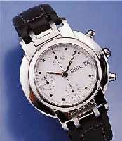 ERNEST BOREL ARMBANDCHRONOGRAPH AUTOMATIK, SCHWEIZ UM 1995, ORIG.-ETUI, PAPIERE, GARAN- TIEKARTE UNAUSGEF., EDELST. POL., BODEN GEDR., ...