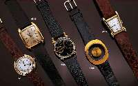 OMEGA HERRENARMBANDUHR SOGN. HAMMERAUTOMATIK, RG 750/000-GEH., CARREE-COUPE-FORM M. BET. BANDANST., BOD. GEDR., ORIG.-LEDERBD. M. ME- ...