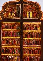 IKONENTAFEL, NORDRUSSLAND, 1850-1890, BESTEHEND AUS ZWEI ZUSAMMENGESETZTEN FLÜGELN EINES TRIPTYCHONS ODER POLYPTYCHONS, AUF WELCHEM DIE HEILIGEN ...