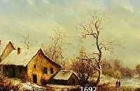 HANOTEL, AUGUSTE, DAT. 1879, ÖL/HOLZ, SIGNIERT, WINTERLANDSCHAFT, 24,5 X 35 CM
