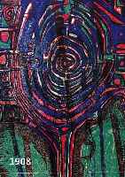 HUNDERTWASSER, FRIEDENSREICH, FARBHOLZSCHNITT, DER WEG ZUM DALAI LAMA, MIT HANDSCHRIFTLICHER WIDMUNG RÜCKSEITIG, DAT. 1964, 117 X 27 CM, ...