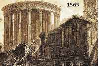 PIRANESI, ALTER KUPFERSTICH, 18. JH., VEDUTA DEL TEMPIO DELLA SIBILLA IN TIVOLI, DARSTELLUNG VOM ALTEN ROM, SIGNIERT, L. STOCKFLECKIG, UNTER GLAS, ...