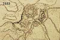 KONV. 3 BLATT KUPFERSTICHE VON KEHL UND UMGE- BUNG, 1.) KUPFERSTICH V. BODENEHR, CA. 1720, PLAN UND GEGEND DER FESTUNG KEHL MIT ALLEN DETACHIERTEN ...