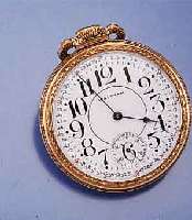 WALTHAM OFFENE HERRENTASCHENUHR, USA UM 1918 , METALLSCHR.-GEH. M. GG-AUFL. (BER.), 2-TEIL. EMAILBL. M. AUßEN AUSGESCHR. MIN.-EINTEILUNG, Z.T. IN ...