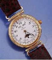 CHRONOSWISS ARMBANDUHR, MEDIUMGR., M. VOLL- KALENDERANZ. INCL. MONDPHASE, STILTYP. 30ER JAHRE, METALL HARTVERG., EDELST.-BOD. U. GLAS- RD. ...