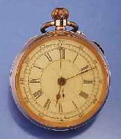 HERRENTASCHENUHR, SCHWEIZ FÜR DEN ENGL. MARKT UM 1905, ROSE-G. 375/000, EMAILBL. RIS- SIG, 300ER AUßENTEILUNG, EINFACHE UNR.-STOPP- FKT. DURCH ...