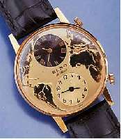 ZENO DE LUXE ZWEIZEITZONENARMBANDUHR, SCHWEIZ UM 1974, METALL VERG., EDELST.-BODEN GEDR., 2 VONEINANDER UNABH. MECHANISCHE ANKER- W., STOßGES., ...