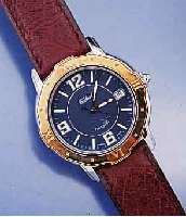 TABBAH DESIGNERHERRENARMBANDUHR PERSONAL, SCHWEIZ UM 1992, EDELST. POL., BODEN GESCHR., LÜNETTE HARTVERG., SAPHIRFLACHGL., HIGH-TECH- QUARTZW. M. ...