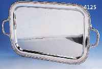 TABLETT, USA, 30-60ER J., BEZ. FISHER, STERLINGSILBER, KORDELRAND, 2 HENKEL, CA. 1840 G, 61 X 35 CM, LEICHTE GEBR.SPUREN