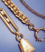 KONVOLUT: 8 UHRENKETTEN, M. GOLDAUFL., GEFERT. IN D. ZEIT CA. 1908 - 1930, NUTZSPUREN ABER TRAGB., INCL. 2 CHATELAINES, METALL-GG- AUFL., ...