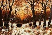 HAHN, DÜSSELDORF, 30ER JAHRE, WILDSCHWEINE IM WINTERWALD, SIGNIERT, ÖL/LWD., 46 X 66 CM, RAHMEN