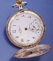 NOMOS UHRGESELLSCHAFT/GUIDO MÜLLER & CO. GLAS- HÜTTE SACHSEN SAVONETTE HERRENTASCHEUNUHR, SILBER (900), BER./DELLIG, DEUTSCHLAND UM 1908 , ...