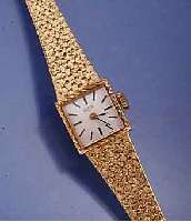 ANKRA DAMENGOLDUHR, DEUTSCHLAND UM 1965, CARREE-GEH. GG 585/000 INCL. GG-FLECHTBD., DESIGN VON BD. IN LÜN. ÜBERGEHEND, BOD. AUFGEDR., VERSILB. ...