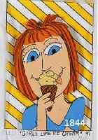 RIZZI, JAMES, GIRLS LIKE ICE CREAM, DREIDIMENSIONALE FARBLITHOGRAPHIE VON 1997, HANDSIGN. UND NUM. 192/351, CA. 10 X 6,5 CM