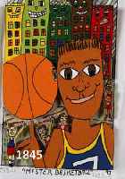 RIZZI, JAMES, MISTER BASKETBALL, DREIDIMENSIONALE FARBLITHOGRAPHIE VON 1997, HANDSIGNIERT UND NUM. 162/350, CA. 10 X 6,5CM