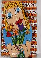 RIZZI, JAMES, GIRLS LIKE FLOWERS, DREIDIMENSIONALE FARBLITHOGRAPHIE VON 1997, HANDSIGNIERT UND NUM. 187/350, CA. 10 X 6,5CM