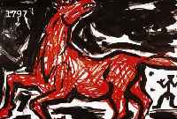 PENCK, A.R., ROTES PFERD, FARBOFFSET, HAND- SIGNIERT, CA. 59 X 84 CM