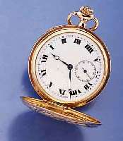 SAVONETTE HERRENTASCHENUHR, SCHWEIZ FÜR D. ENGL. MARKT UM 1925, 585/000 GG, BEIDE SCHALEN SCHMUCKGRAV., BLÜTENDEKOR, MONOGR.-SPIEGEL FREI, ...