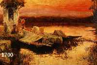 UNBEKANNTER MALER, DEUTSCH, UM 1900, RUINE AM SEEUFER, ÖL/LWD, UNSIGNIERT, CA. 45 X 82 CM, R.